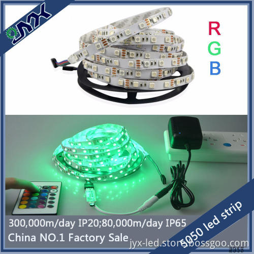 JYX-12V SMD5050 battery operated led strip lights 5M 30leds/m 7.2w rgb dream color led strip with connector